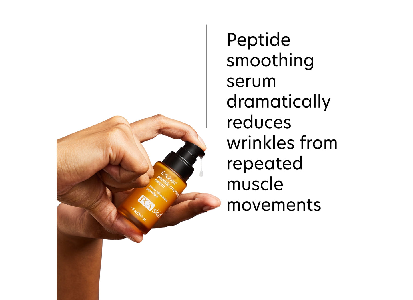 Peptide smoothing serum dramatically reduces wrinkles from repeated muscle movements