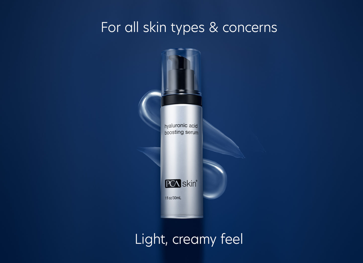 For all skin types & concerns. Light, creamy feel