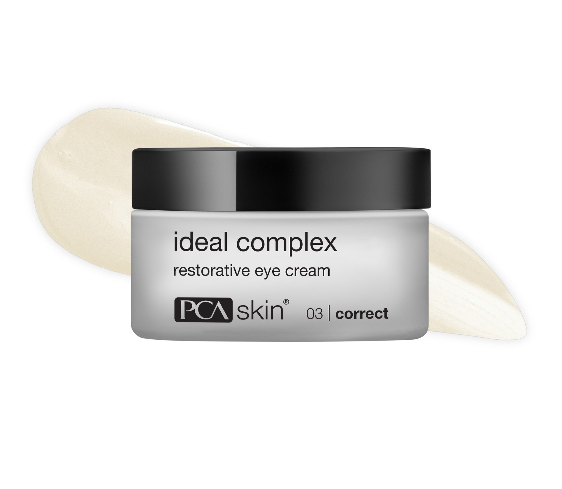 PCA Skin ideal complex restorative eye cream jar on a white background