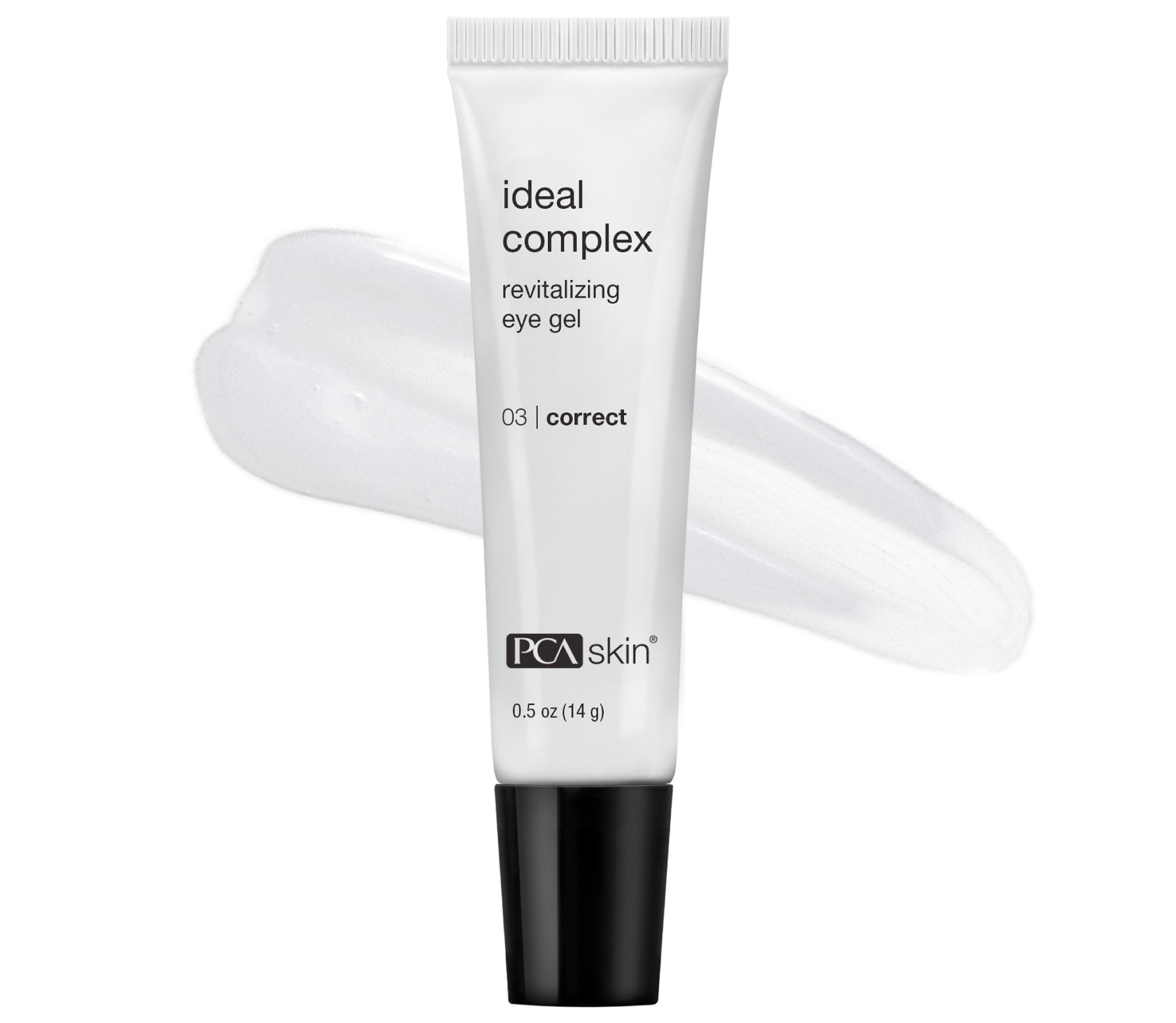 PCA Skin ideal complex revitalizing eye gel tube on a white background