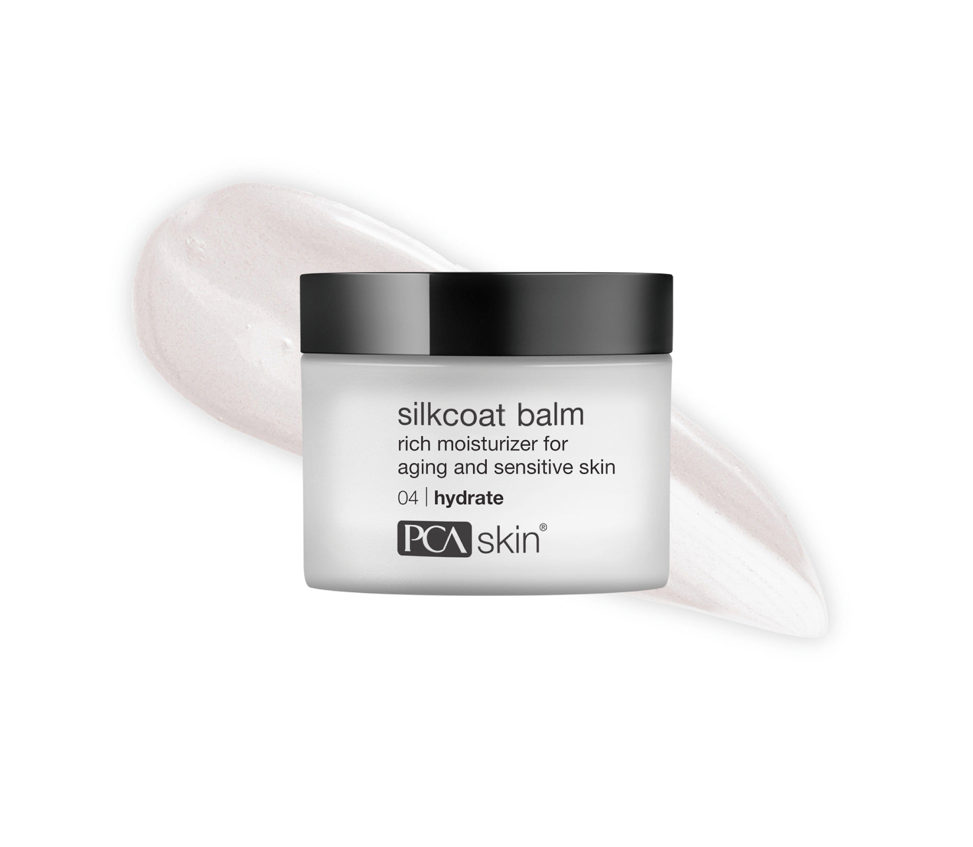 Silkcoat balm jar by PCA Skin on a white background
