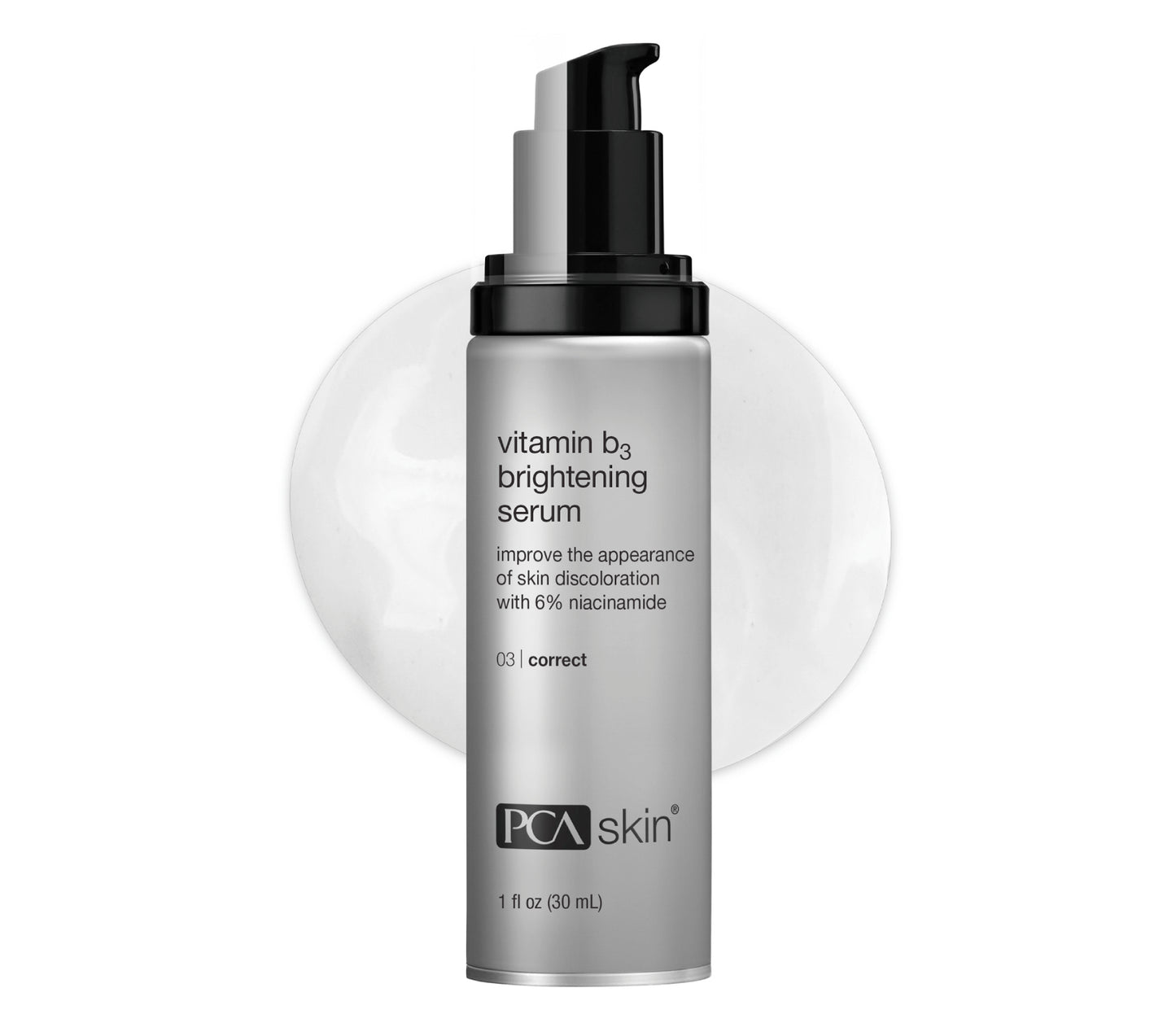 PCA Skin vitamin B3 brightening serum bottle on a white background
