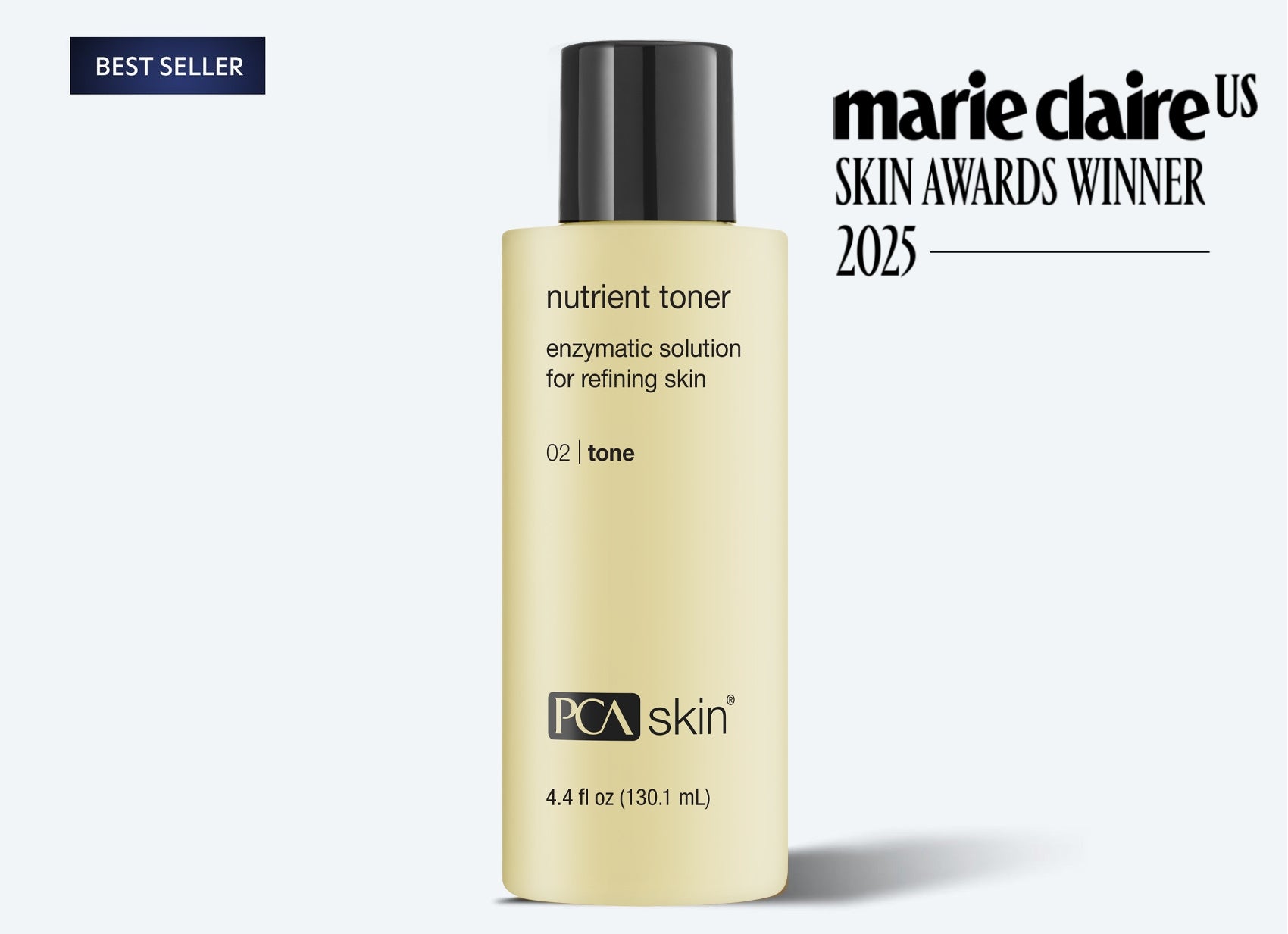 PCA Skin nutrient toner bottle with Marie Claire Skin Awards 2025 text on a white background