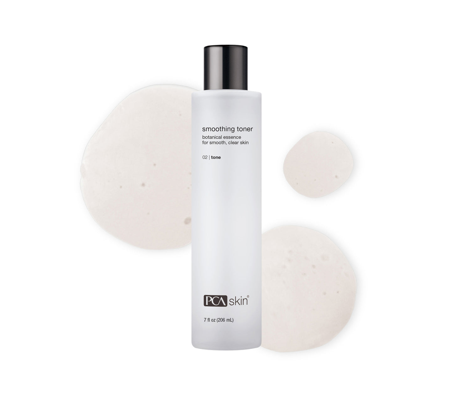 PCA Skin smoothing toner bottle on a white background with Texture